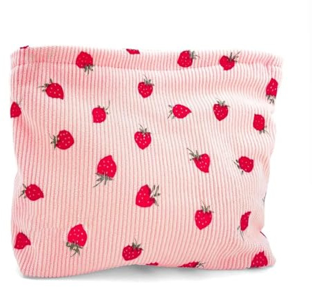 VOOSFSIE Trousse de Maquillage Petite, Trousse de Toilette Femme, Petite Pochette à Fermeture éclair en Tissu Mignon pour Femmes et Filles Maison Voyage Rouge à Lèvres