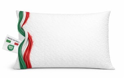 Cuscino Fiocco di Memory Alto 16 cm Made in Italy - Morbido e Accogliente per Dormire, Guanciale Letto Ergonomico, Traspirante, Antiacaro e Anallergico (70x40x16) - Certificato OEKO TEX