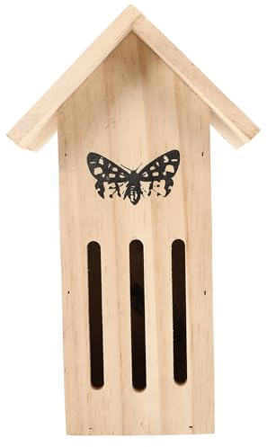 Toyvian Casa para Mariposas de Madera Natural Colgante, Comedero y Hábitat para Jardín al Aire Libre, Decoración Exterior para Patio y Vida Silvestre, Tamaño Único