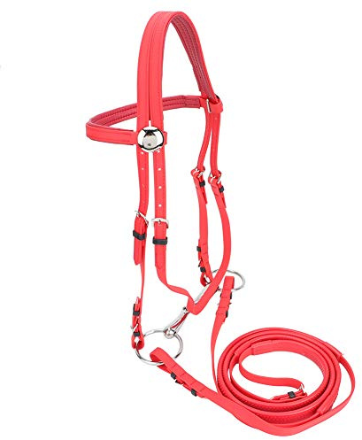 Qcwwy Briglia per Cavallo in PVC, Testiera per Imbracatura per Cavallo Regolabile Antiruggine con Filetto Cavo Rimovibile in Acciaio Inossidabile Attrezzatura Equestre Adatta per