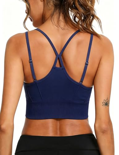 Litherday Sujetador Deportivo Mujer Soporte Medio Sin Costuras Transpirable Ajustable Espalda Cruzada para Yoga Pilates Gimnasio Fitness Top Deportivo Mujer S-XXL