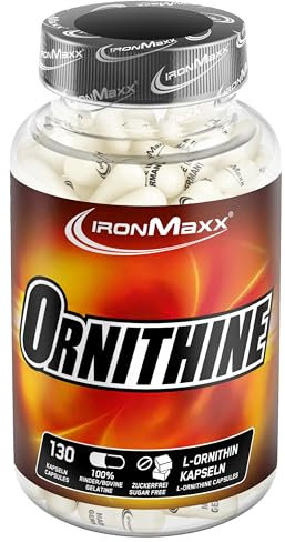 IronMaxx L-Ornithin – Nahrungsergänzungsmittel für eine erhöhte Regenerationskraft besonders in der Muskelaufbau Phase – 1 x 130 Kapseln