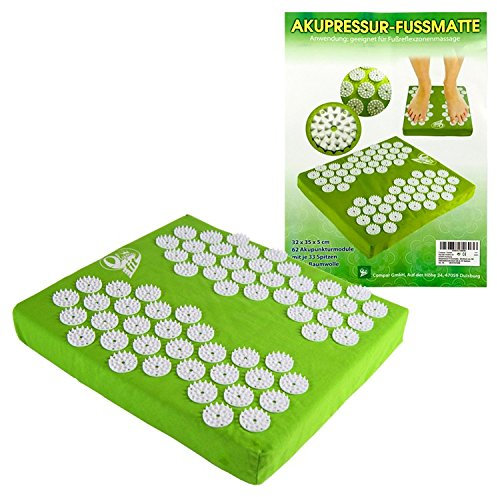 Compar Akupressur Fussmatte, 31x35x5 cm, 62 Stimulationskreisel mit je 33 Spitzen Yoga Shanti