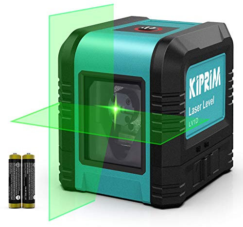 Niveau Laser,Niveau Laser Vert Autonivelant Kiprim LV1D Laser Croix avec 2 Modes 2 Lignes 2 Piles AA Etui de Protection IP54 pour Extérieur et Intérieur