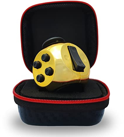 PILPOC theFube Fidget Cube - Fidget Toys Deluxe, Anti Stress Adultes et Enfants - Étui de Protection Premium, Cube Anti Stress, Jouet Anti Stress Contre l'Anxiété, TDAH, TOC, Autisme (Noir & Or)