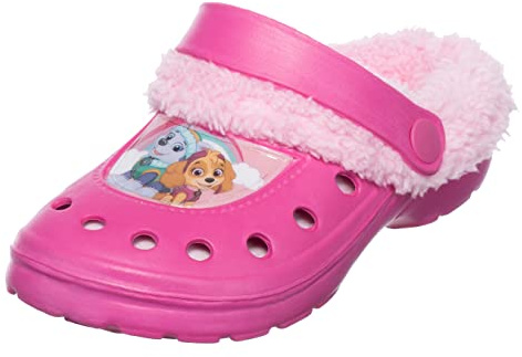 Brandsseller Zuecos infantiles de invierno, zapatos de jardín, ligeros, cálidos, forrados, con motivos en el estilo de la Patrulla Canina, color rosa/rosa, 25/26, Rosa., 25/26 EU