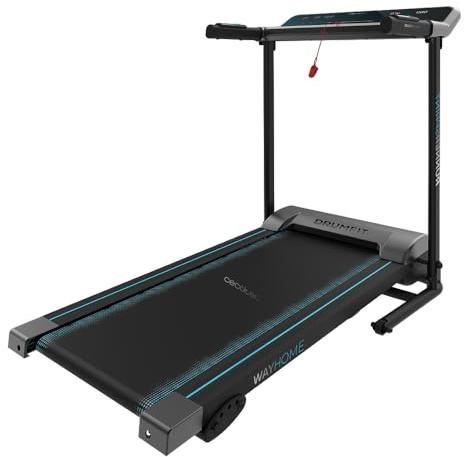 Cecotec Faltbares Laufband DrumFit WayHome, Neigung, Massagegürtel, Hanteln und Schaumstoffstangen, 1-18 km/h, 12 Programme, Breite Lauffläche