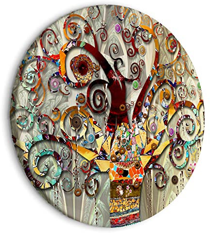 murando - runde Bilder Gustav Klimt Baum des Lebens 40x40 cm Leinwandbild 1 tlg Kunstdruck modern Wandbilder XXL Wanddekoration Design Wand Bild Abstrakt Baum bunt l-A-0033-bc-a