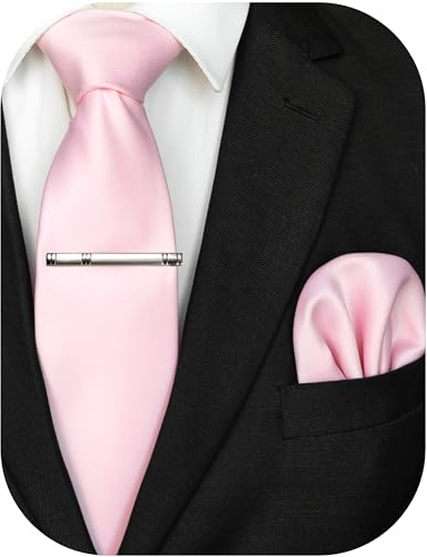 JEMYGINS Hommes Cravate en Tissu Mat avec Mouchoir de Poche et Pince à Cravate - Plusieurs Couleurs Disponibles