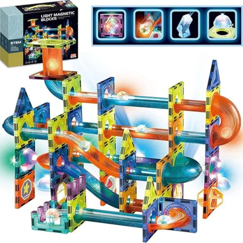 Creativity Point Bloques de Construcción Magnéticos para Niños, Juego de 110 piezas 3D, Juegos de Construcción Educativos Luminosos con Imanes, Regalos Creativos para Niños, Niños y Niñas de 3, 4, 5 y