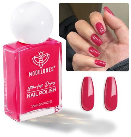 Modelones Nagellack Rot Rosa, 15ml Glänzend Schnelltrocknender Langanhaltender,Ein Wunderschönes Geschenk für Sie