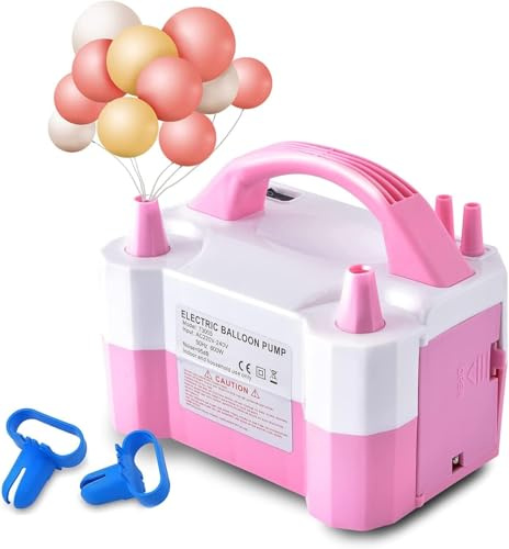 Stock Lider-Inflador De Globos Electrico, Hinchador Globos, Bomba Electrica Para Globos Doble Boquilla, 600W Bomba De Globo De Aire Eléctrica, Para Decoración De Fiestas, Cumpleaños, Festivales (Rosa)