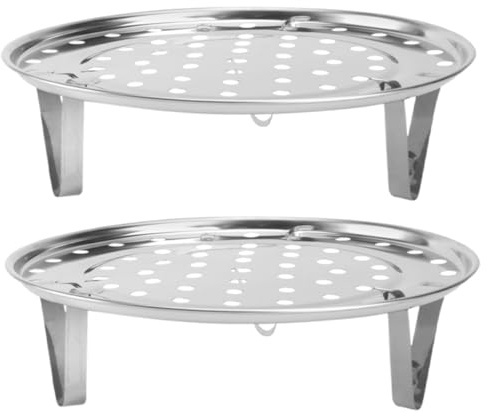 MAGICLULU 2pcs Multifunctional Round Steaming Rack Stainless Steel Steam Basket Detachable Feet for Pot Vegetable Seafood