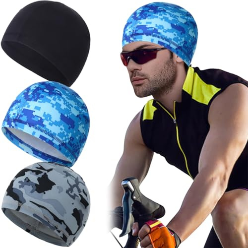 JEYORZY 3 pcs Gorros Ciclismo Bajo Casco, Gorro para Hombre Mujer, Sotocasco Moto Verano, Skullcap Sotocasco Bici Verano, Casco Gorro de Ciclismo Secado Rápido, para Deportes al Aire Libre, Motociclet
