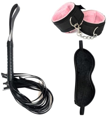 Adult Restraint Bed Restraints Sex Adults Bondaged Queen Sexy Straps with Handcuffs Bondage Restraints for Women Kit Neck to Wrist Adult Toy Kinky Play Set Yoga Sweater 14Pack (Pink-3pcs)