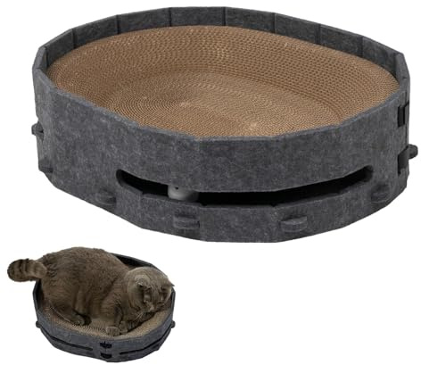 Raschiatore per gatti – Cuscinetti in cartone rimovibili | Con campane integrate | per graffi intercambiabili per gatti, giocattoli per gattini, relax, adatti per interni,