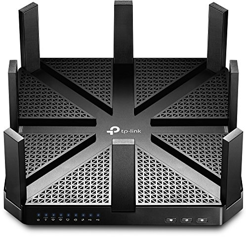 TP-Link Archer C5400 AC5400 Triband Gigabit WLAN Router 2x 2167Mbit/s 5GHz 1000Mbit/s 2,4GHz, 4 Gigabit LAN Ports, 1 USB 2.0, 1 USB 3.0, MU-MIMO, Print/Media/FTP/VPN Server, APP Steuerung, Schwarz