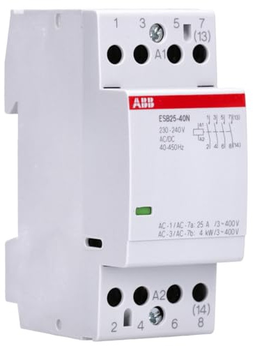 ABB ESB25-40N-06 Installationsschütz (Schließer) – 25 A 4 NO 230–240 V AC/DC 4-polig 36 mm für DIN-Hutschiene geräuscharm 1SAE231111R0640