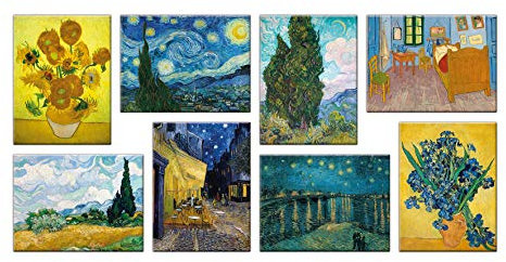 LuxHomeDecor Quadri Vincent van Gogh 8 pezzi 40x30 cm Stampa su Tela con Telaio in Legno Arredamento Arte Arredo Moderno