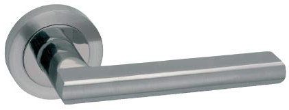 AZERODESIGN - Juego de Manivela VENUS con Roseta Redonda - Diámetro 5 cm - Largo de Manivela de 11,5 cm - Acabado Resistente al Desgaste y la Oxidación - Color Níquel Satinado - Elaborado en Aluminio