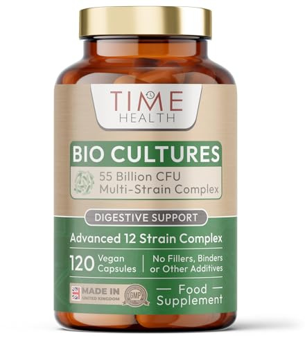 Bio Cultures Complex – 55 Billion CFU – Advanced 12 Strain Probiotic Formula - Digestion, Immunity & Cognitive Support – Vegan Probiotics – UK Made