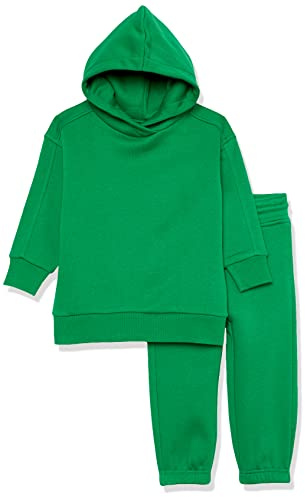Amazon Essentials Unisex Kids' Modern Sweat Set, Pack of 2, Green, 5 Years