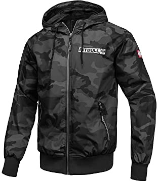 PITBULL - Chaqueta Cortavientos Hombre Deportiva con Capucha, West Coast, Chaqueta Ligera y Cremallera, Chaqueta Deportiva Transpirable para Exterior, Bolsillos con Cremallera