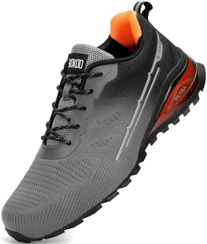 SKOKOD Steel Toe Shoes for Men Composite Work Shoes Comfortable Puncture Proof Lightweight Indestructible Sneakers（Grey Size 8.5）