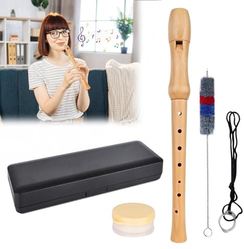 Blockflöte aus Holz, Sopran Blockflöte, Holzblockflöte, C-Taste, 8-Loch Flöte für Erwachsene, mit Hartschalenkoffer, Ahorn Blockflöte für Schüler und Anfänger (Deutscher Stil)