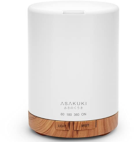 ASAKUKI Aroma Diffuser 300ml für Duftöle, 5 In 1 Ultraschall Aromatherapie Diffusor, Luftbefeuchter mit Timer, Automatischer Abschaltung bei Wasserlosem Zustand Braun