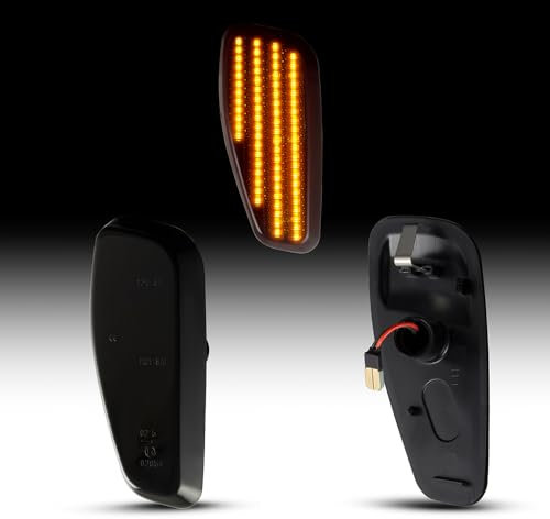 LLCTOOLS - Hell leuchtender LED Seitenblinker - LED Blinker Auto mit E-Prüfzeichen - Voll-LED Blinker mit CAN-Bus-Technologie - Passend für Jeep Renegade | BJ ab 2014> | Smoke