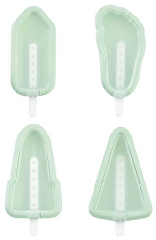 Moldes para Helado, 4 Piezas Moldes de Helado de Silicona, Molde para Helado, Molde de Helado de Silicona para Helado, Paleta de Helado Casera con Palitos de Plástico, para Helado DIY, Verde
