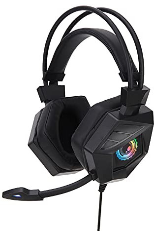 Hanzete G15MV Wired Headset RGB Light On Ear Headphones with 3.5mm o Jack & with Mic Volume Control Over Ear Noise Cancelling Gamer Headphones Gaming Earphone for Cellphones Laptop Computer Games Tabl