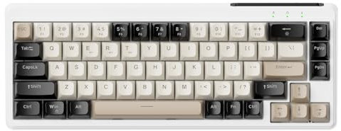 LexonElec X FREEWOLF M68 65% Wireless Gaming Keyboard, QWERTY Layout, BT/2.4G/Wired Silent Membrane Keyboard, Rainbow Backlit 67 Keys PBT Keycaps, 2000mAh Portable for Gamer/Office - Creamy