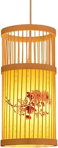 Confezione da 1 lampada a sospensione in stile cinese fatta a mano, paralume in vimini, lanterna in pergamena, piccoli lampadari, 1 luce, cesto in vimini, rattan, apparecchi di illuminazione intreccia