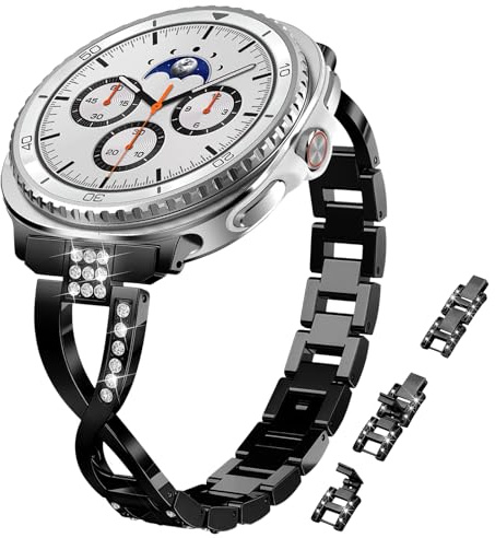 KeHowy Metallarmband för Samsung Galaxy Watch 8 (40 mm 44 mm)/8 Classic 46 mm, elegant smal enkedja, dambling, strass, rostfritt stål, armband, ersättningsarmband för Samsung Galaxy Watch 8 Classic 46