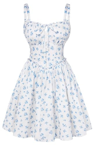 SCARLET DARKNESS Mini corset victorien floral sans manches avec bretelles fines pour femme, robe d'été pour fête de plage