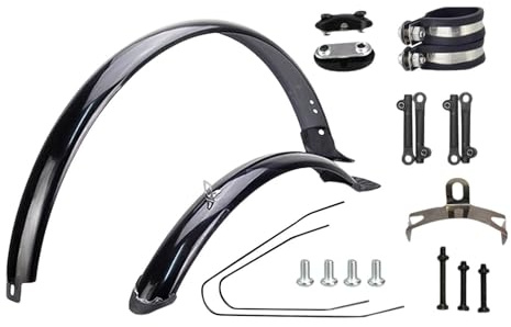 LIXSAZSE Bicycle Fenders Front Rear Mud Guards Providing Efficient Defense For Enthusiasts On Outdoor Rides Bicycle Front Rear Mudguards Replacement Portable, Black Brace w Clamp, 26 inch