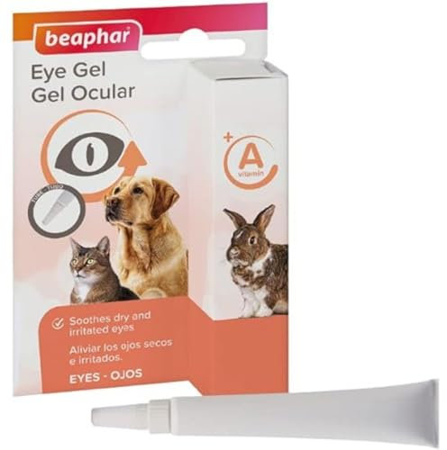 Beaphar - Eye Gel - For Cats, Dogs, Rabbits, Guinea Pigs, and Small Animals - Cleans, Soothes, & Relieves Dry Eyes - Added Vitamin A To Help Protect & Repair Eyes - 5ml