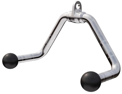 GORILLA SPORTS® Rudergriff - Breit, mit Drehgelenk und Gummi-Ballen, bis 200 kg Belastbar, aus Chrom - Trizeps Griff, Parallelgriff, Multi Griff, Kabelzuggriff, Trizepsgriff, Krafttraining