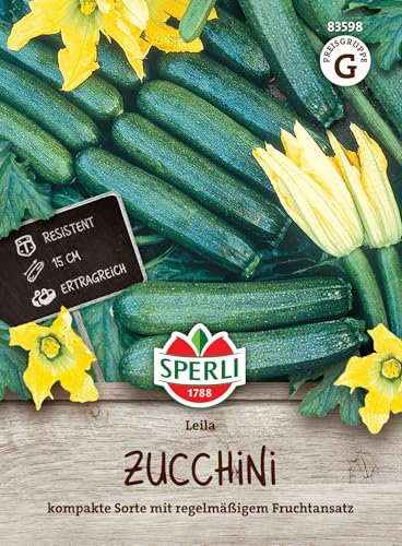 Sperli Zucchinisamen Leila, F1 83598 - resistente Sorte - ertragreich - kompakt - ca. 15 cm - Samen Gemüse, Saatgut, Gemüse Pflanzen, Gemüsesamen