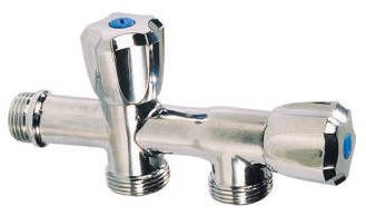 SFERACO - Robinet machine à laver nickelé double mâle horizontal 1/2'' 3/4'' 3/4'' - 1331004