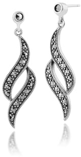 gemondo ART NOUVEAU boucles d'oreilles, argent sterling 0.59ct CT marcassite ART NOUVEAU boucles d'oreilles goutte