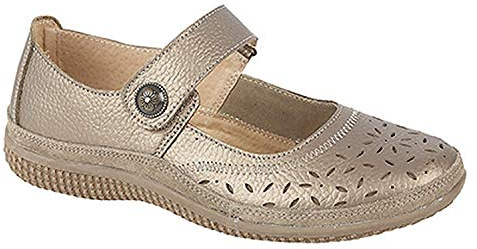 Boulevard Womens Ladies X Wide EEE Fit Leather Strap Shoes Bronze Size 8