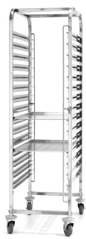 HENDI Chariot pâtissier 600x400 mm, 15 Niveaux, Charge maximale 150 kg, 515x680x(H) 1710mm, Acier Inoxydable