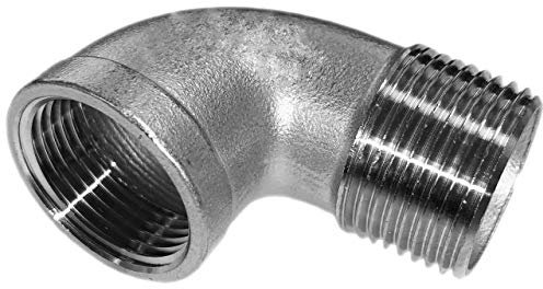 MegaHaustechnik Winkel 90° Grad aus V4A Edelstahl 1 1/2 Zoll Innengewinde Außengewinde IG x AG DN40 Gewinde Fitting Trinkwasser geeignet Rohr Verschraubung Kupplung Bogen L Stück VA INOX