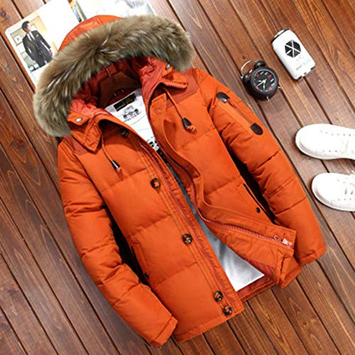 YHWW Doudoune,-20 Degrés Veste d'hiver Hommes Blanc Duvet De Canard Parkas Hommes Épais Chaud Snow Parka Veste Pardessus Coupe-Vent À Capuche Chaud Parkas, Orange, L