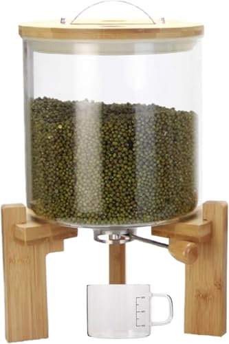 LXYYSG Dispensador de arroz, dispensador de Grano 5L 8L Recipiente hermético de Almacenamiento de arroz con Taza medidora, Vidrio de borosilicato, a Prueba de Polvo y a Prueba de Humedad(Size:5L)
