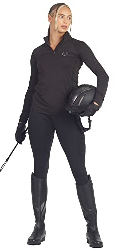 Ridleggings/tights dam matt silikongrepp med telefonfickor premium tights ridbyxor, Svart, 26W