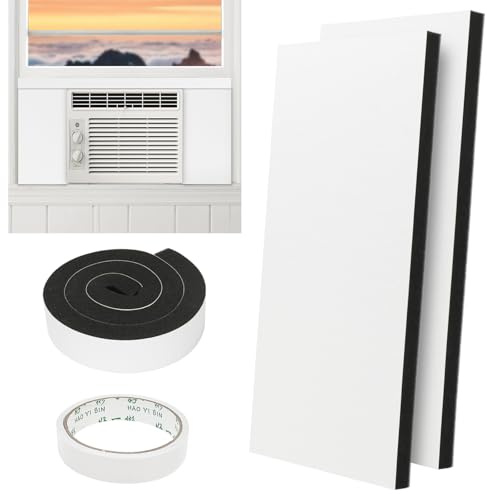 BEWAVE Window Air Conditioner Insulation Foam Panels, AC Side Surround Panels Kit with Top Seal Strip for AC Unit Indoor 2 Pack